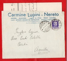 NERETO - BUSTA PUBBLICITARIA- MERCERIA BIANCHERIA C. LUPINI- vg 1940-TERAMO