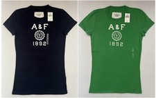 Abercrombie & Fitch T-Shirt Donna Applique Grafica Logo A&F 1892 Taglia XS S Nuova