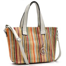 La Ayana - Borsa shopping Tote Tracolla Stile Etnico Multicolor – Tessuto Morbid