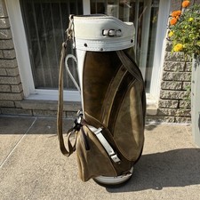 Borsa da golf vintage Ben Hogan Staff in pelle bianca e marrone - Made in USA