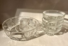 Set macedonia 3 piattini (11,5 cm) + ciotola (21 cm) in vetro, vintage