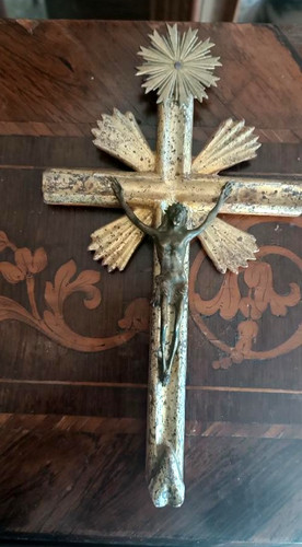 Crocifisso antico bronzo su - in,