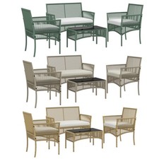 Outsunny Set da Giardino in Rattan con 2 Poltrone, Divano e Tavolino