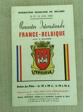 BILIARDO PROGRAMMA INTERNAZIONALE FRANCIA BELGIO 1966 - PERIGUEUX