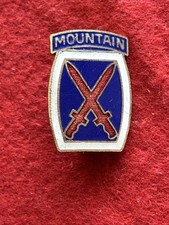 WW2 US ARMY 10th MOUNTAIN DIVISION UNIT DUI CREST INSIGNIA PIN'S BADGE