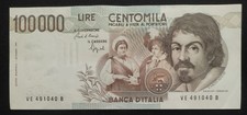 100000 LIRE CARAVAGGIO 1°