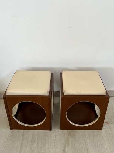 Sgabello legno ecopelle - -,