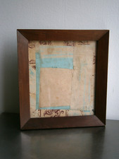 Cornice c-1920 Legno Noce Massiccio Vetro Déco Incisione Disegno 27x24 Antico