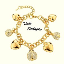 BELLISSIMO BRACCIALE CHARMS '50s BRILLANTI,ARGENTO-ORO GIALLO,IDEA-REGALO MOD-3