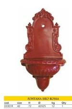 FONTANA A MURO DA GIARDINO IN METALLO ROSSO CON VASCA E SIFONE