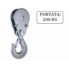 Gancio di carico con carrucola per paranco/verricello/argano/montacarico 200 Kg