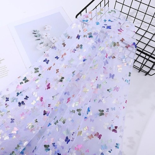 Tessuto tulle stampa farfalla - tessuto,