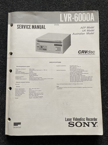 Sony lvr 6000a - sony, lvr-6000a