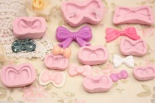 stampi gomma siliconica set forme fiocco - lotto 8pz fimo cernit formine