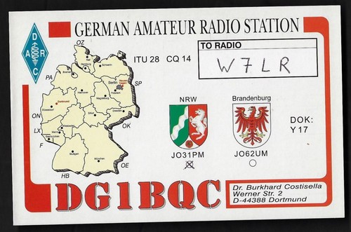 Qsl radio card dg1bqc - radio, card"dg1bqc,dr