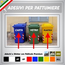 ADESIVI PATTUMIERE DIFFERENZIATA COMUNE CONDOMINIO BIDONE TIPOLOGIA RIFIUTO SET