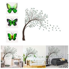 Adesivo murale grande verde ramo albero disegno farfalla per spazi abitativi