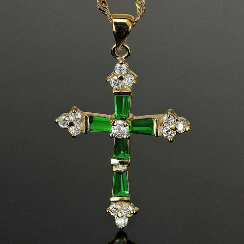 Ciondolo croce smeraldo verde