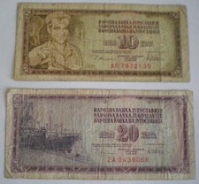 Banconote Yugoslavia da 10 e 20 dinari