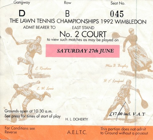Biglietto tennis 1992 - tennis,