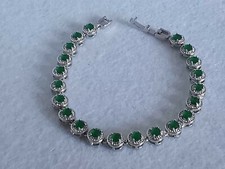 bracciale donna tennis con simulazione smeraldi e diamanti in acciaio 