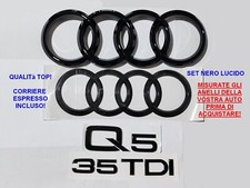 Kit Stemmi Logo Anelli Audi Q5 SQ5 Ant. + Post. + 35 TDI NERO LOGHI DAL 2021
