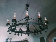 LINEA FORGIA CRUCCOLINI LAMPADARIO in ferro battuto forgiato a mano 12 luci