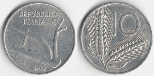 Italia lire 1972 - 10, lire,