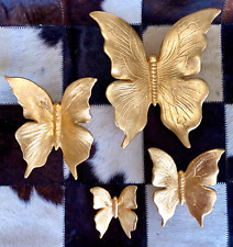 Set 4 Farfalle in Ceramica Capodimonte da Appendere Muro Parete Farfalla Oro