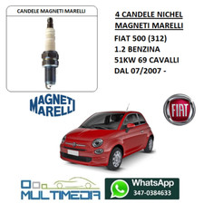 4 CANDELE MAGNETI MARELLI NICHEL FIAT 500 312 1.2 BENZINA GPL 51KW 69 CV CAVALLI