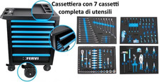 Carrello portautensili porta utensili 298 attrezzi Fervi allestito 7 cassetti