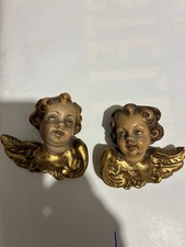 Coppia Di Angeli Cherubini Serafini Legno Val Gardena