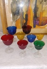MURANO VETRO SOFFIATO SET 8 BICCHIERI MULTICOLOR 1960