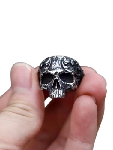 Anello ornato testa teschio - testa, di