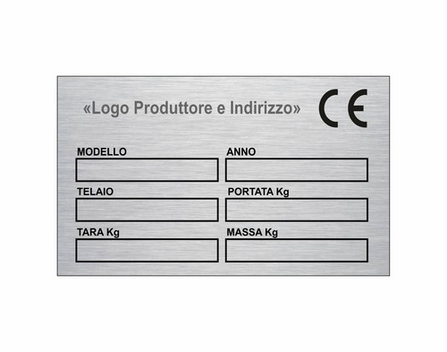 Targhetta alluminio rimorchi - alluminio,
