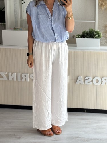 Pantalone gamba larga bianco - pantalone,