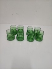 AMARO AVERNA Servizio 8 Bicchieri Bar Vetro Verde  1970 Vintage Glass 