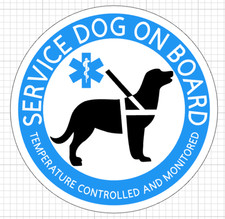 Servizio Cane A Bordo, Temperatura Controllata e Monitorata, Adesivo Vinile BLU