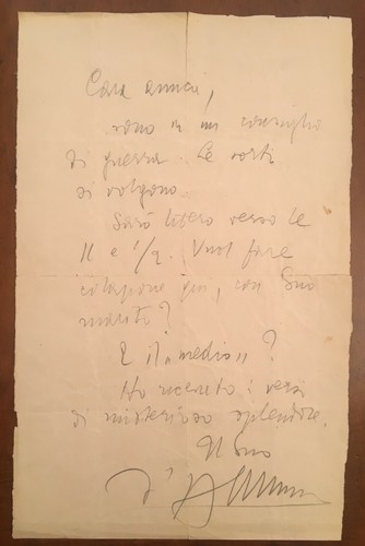 Lettera autografa gabriele - autografa, di