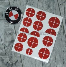 BMW emblema logo adesivo angoli 1 3 4 M3 X1 X3 X5 rosso metallizzato lucido