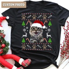 Maglietta Gatto Brutto Natale Gatto Babbo Natale Regalo Natale Taglia Completa