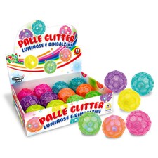 TEO'S - PALLINE GLITTER RIMBALZINE LUMINOSE DIAM 70MM   6 ASS