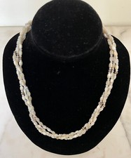 Collana vintage torchon Madreperla 3 fili 5 mm Lunghezza 42 cm Peso 26,61 g