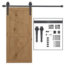 HOMCOM Kit Binario per Porta Scorrevole Singola Stile Rustico Acciaio Marrone