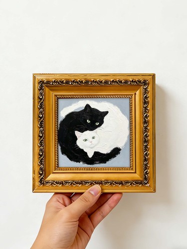 Yin yang gatti bianco nero - bianco,