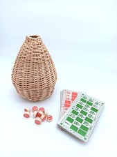 cesto in vimini tombola con 90 numero grandi in legno rilievo bingo 50 cartelle