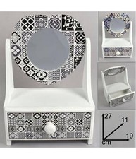 Porta Oggetti Cassettiera Con Specchio A Cuore In Legno Country Chic Arredamento