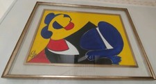 ALDO GENTILINI -" la gallina "tecnica mista figurativa cm 70x50 anni 60 cornice