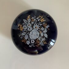 Portaoggetti Vintage Limoges Peint A La Main Blu Cobalto e Oro in Porcellana