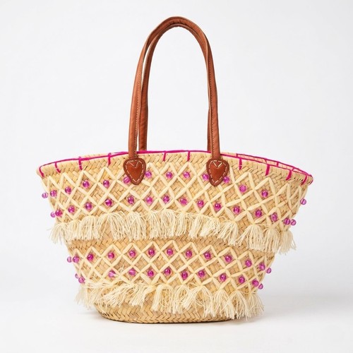 Borsa cestino perline rosa